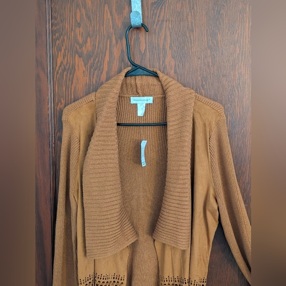 New With Tags Christopher & Banks Brown Open Front Cardigan Size Large - Picture 4 of 7